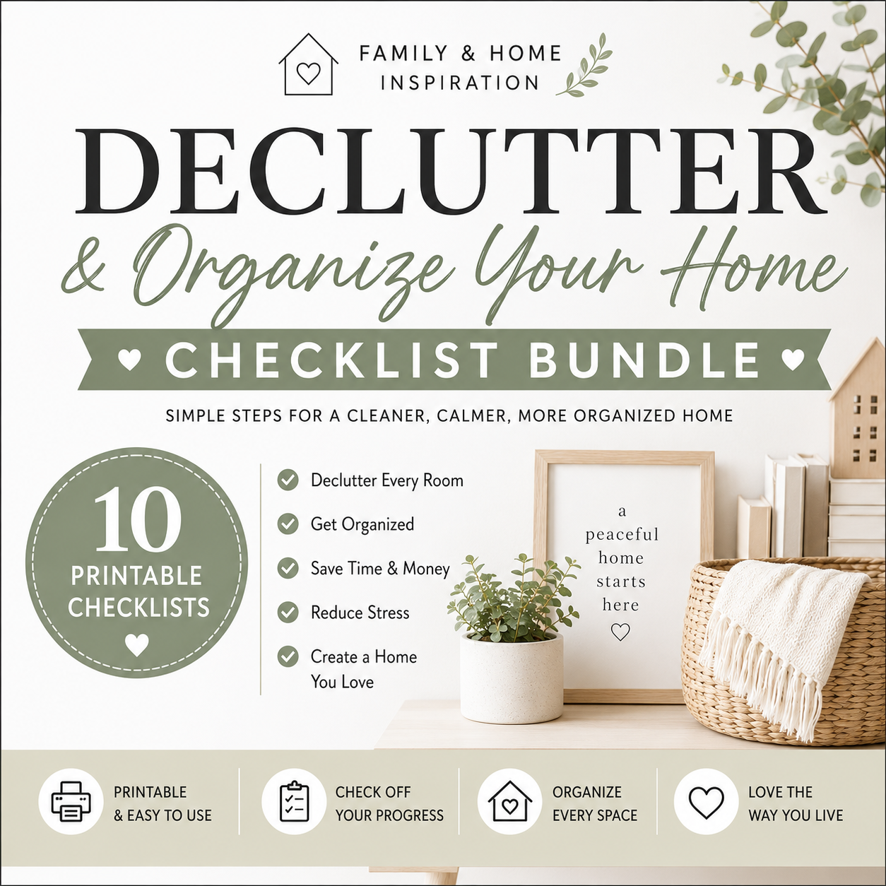 Declutter and Organize Your Home Checklist Bundle